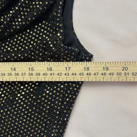 Vince Camuto Gold Sequin Cowl Neck Sleeveless Cocktail Sheath Dress - Size 12 - Picture 6 of 11
